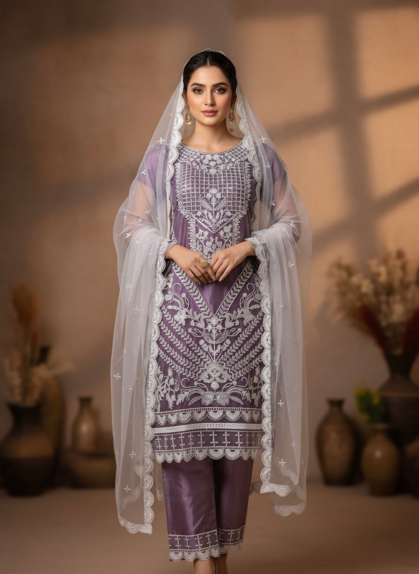 Pret Embroidered Ketan Net 3 PCS