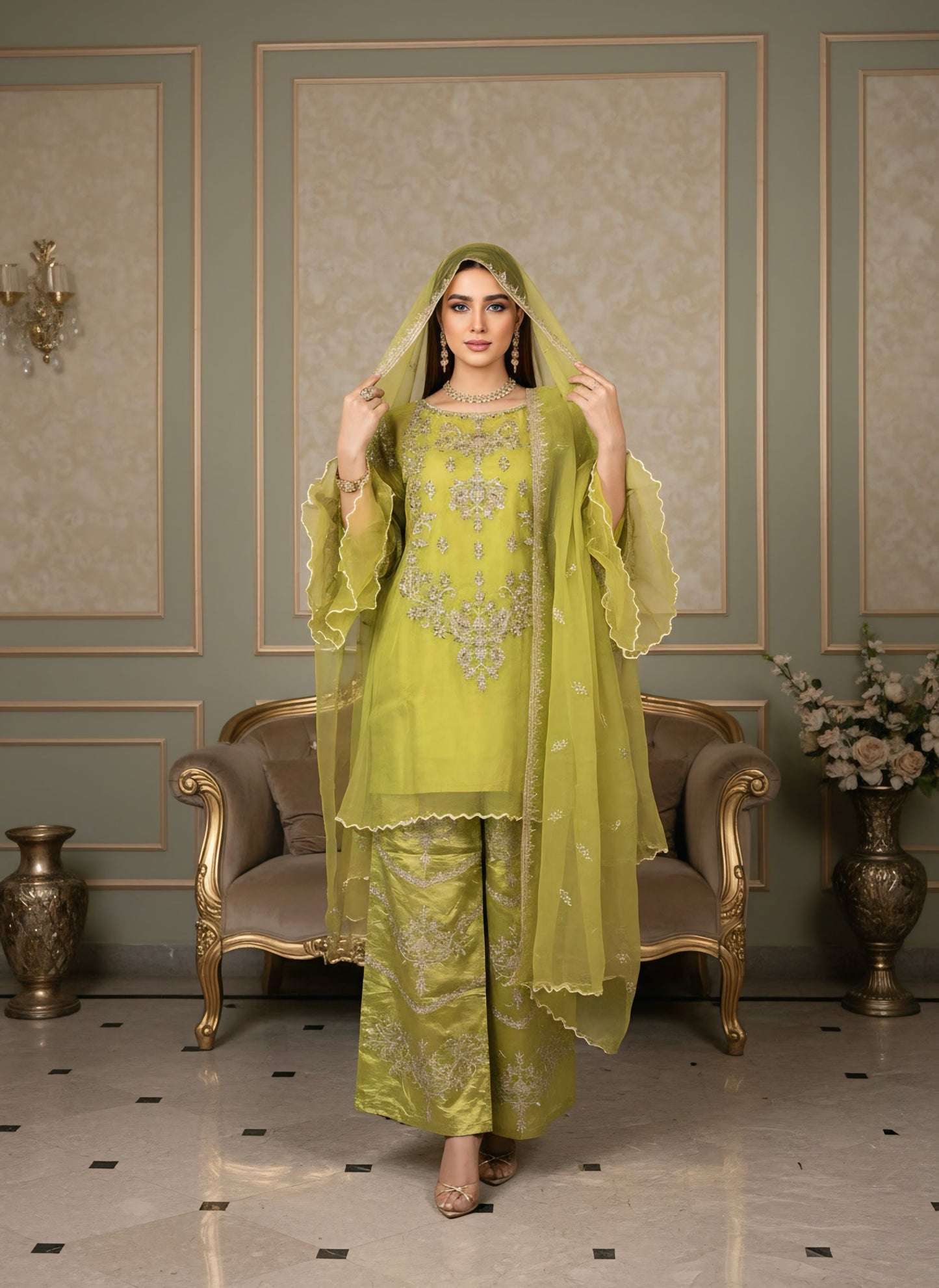 Pret Embroidered Ketan Net 3 PCS
