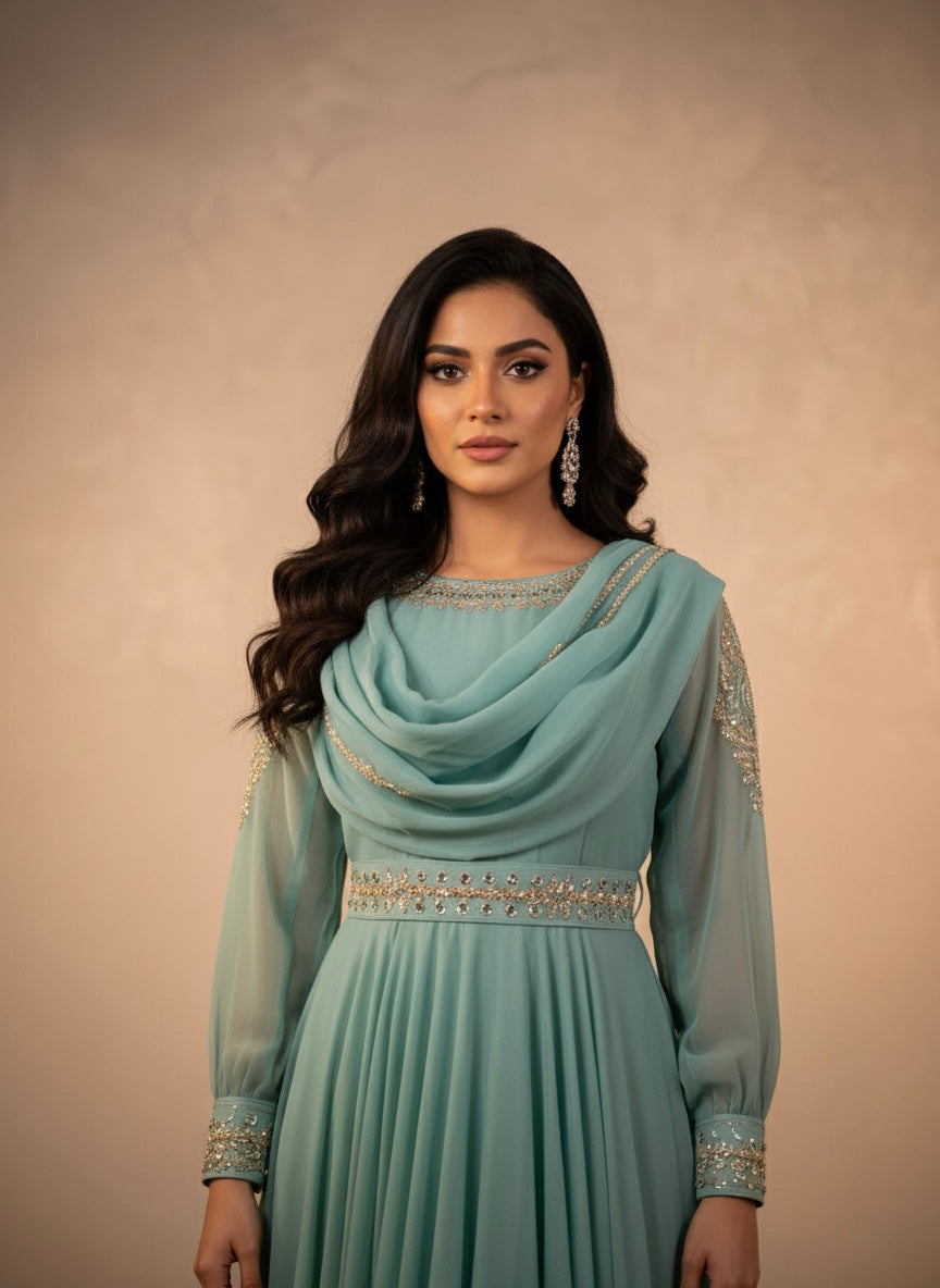 Embroidered Chiffon Maxi 3 PCS (STITCHED)