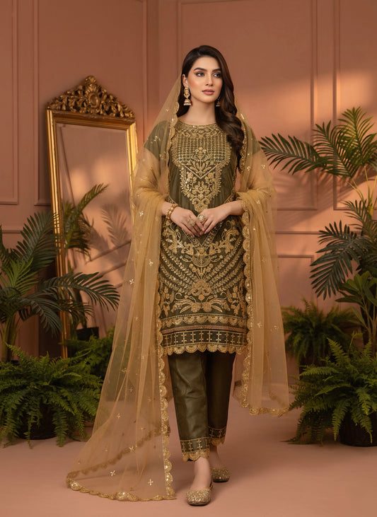 Pret Embroidered Ketan Net 3 PCS