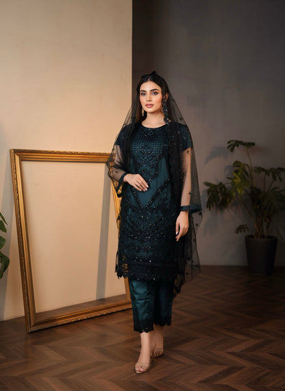 Pret Embroidered Ketan Net 3 PCS